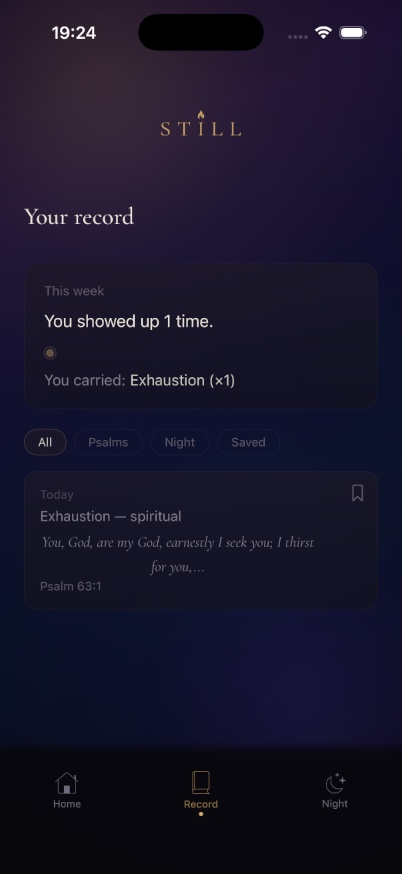 Your Record journal screen